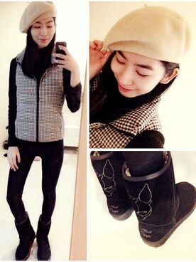 「sweatshirt」｜「アイテム（帽子）」を使った、Reanaさん（レディース・165cm）の冬コーディネート