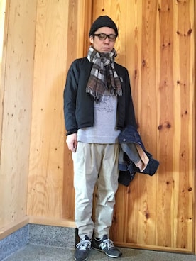 「Needles（ニードルス）のアイテム（ナイロンジャケット）」を使った、kawakkyさん（メンズ・171cm）の冬コーディネート