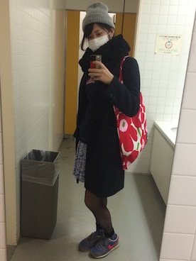 「大学」｜「アイテム（チェスターコート）」を使った、みきごさん（レディース・170cm）の冬コーディネート