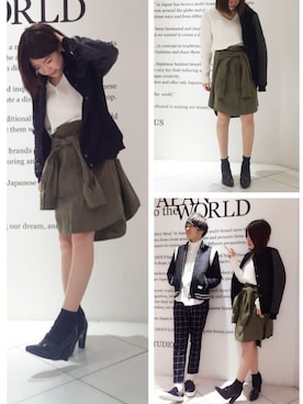 「STUDIOUS（ステュディオス）のアイテム（スタジャン）」を使った、シバタさん（レディース・152cm）の冬コーディネート