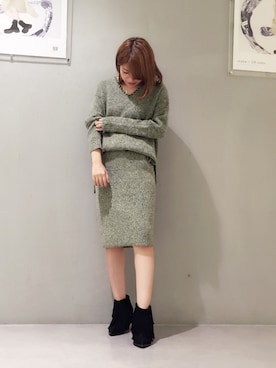 「Vネック」｜シバタさん（レディース・152cm）の秋コーディネート