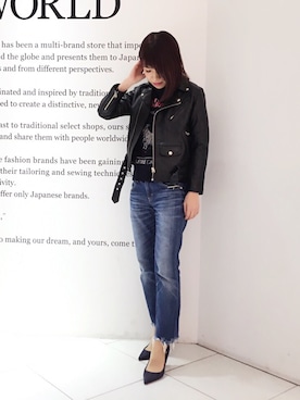 「カシミヤ」｜「アイテム（シューズ）」を使った、シバタさん（レディース・152cm）の秋コーディネート