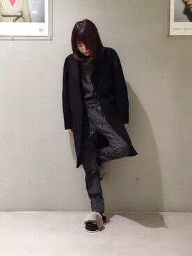 「M/M ATTACHMENT（エムエムアタッチメント）のアイテム（チェスターコート）」を使った、シバタさん（レディース・152cm）の秋コーディネート