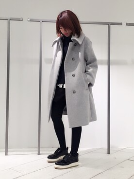 「Aラインコート」｜「アイテム（ステンカラーコート）」を使った、シバタさん（レディース・152cm）の冬コーディネート