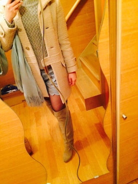 「crolla（クローラ）のアイテム（ステンカラーコート）」を使った、むぅこ。さん（レディース・165cm）の冬コーディネート