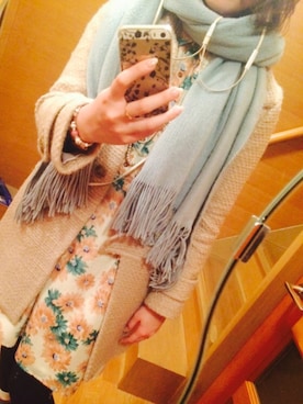「crolla（クローラ）のアイテム（ステンカラーコート）」を使った、むぅこ。さん（レディース・165cm）の冬コーディネート