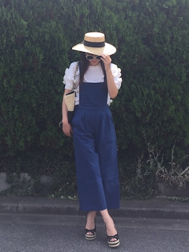 「HIAND（ハイアンド）のアイテム（つなぎ/オールインワン）」を使った、yukikoさん（レディース・164cm）の夏コーディネート