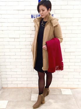 「Khaju（カージュ）のアイテム」を使った、矢ヶ崎さん（レディース・166cm）の冬コーディネート