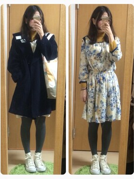 「アイテム（ブローチ/コサージュ、ホワイト系）」を使った、ふわも子。さん（レディース・161cm）の春コーディネート