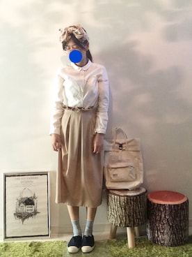 「タックスカート」｜「アイテム（その他）」を使った、ふわも子。さん（レディース・161cm）の秋コーディネート