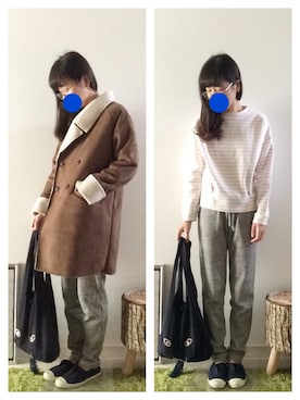 「DOUBLE NAME（ダブルネーム）のアイテム（その他アウター）」を使った、ふわも子。さん（レディース・161cm）の冬コーディネート