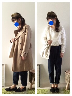 「マムジーンズ」｜ふわも子。さん（レディース・161cm）の春コーディネート