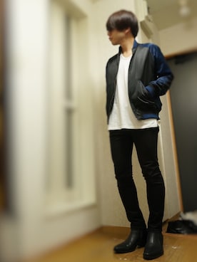 「ポケットＴシャツ」｜「アイテム（ブルゾン）」を使った、みっくんさん（メンズ・168cm）の秋コーディネート