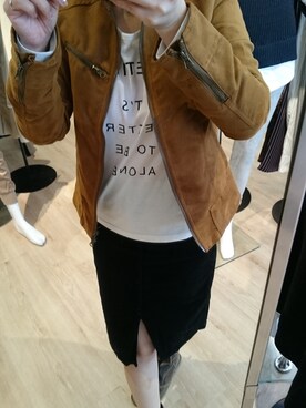 「BACK NUMBER（バックナンバー）のアイテム（ライダースジャケット）」を使った、Bu---Koさん（レディース・155cm）の秋コーディネート