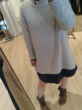 「3can4on（サンカンシオン）のアイテム（シャツワンピース）」を使った、Bu---Koさん（レディース・155cm）の秋コーディネート