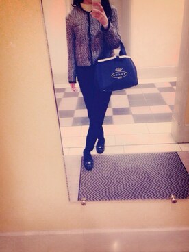 「MERCURYDUO（マーキュリーデュオ）のアイテム（ノーカラージャケット）」を使った、maeryさん（レディース・154cm）の春コーディネート