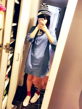 「AS KNOW AS plus（アズノゥアズプラス）のアイテム（シャツワンピース）」を使った、✰のえちゃん✰さん（レディース・158cm）の秋コーディネート