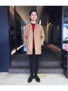 「BLUE WORK（ブルーワーク）のアイテム（トップス）」を使った、岡田直也さん（メンズ・169cm・20代）の冬コーディネート