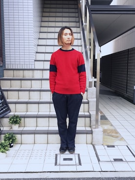 「BLUE WORK（ブルーワーク）のアイテム（トップス）」を使った、岡田直也さん（メンズ・169cm・20代）の冬コーディネート