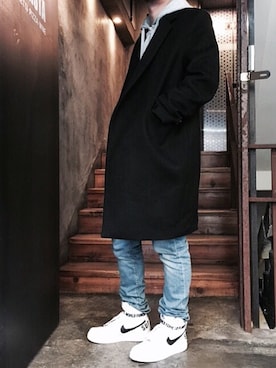 「airforce1」｜「アイテム（その他アウター）」を使った、DPT.さん（メンズ・178cm）の冬コーディネート