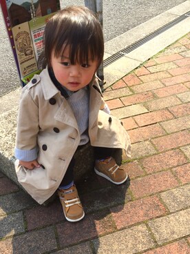 「OSHKOSH（オシュコシュ）のアイテム（スニーカー）」を使った、NAO☺︎♥︎さん（キッズ・80cm）の冬コーディネート