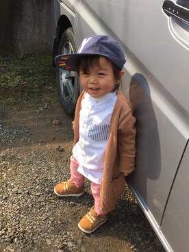 「OSHKOSH（オシュコシュ）のアイテム（スニーカー）」を使った、NAO☺︎♥︎さん（キッズ・80cm）の冬コーディネート