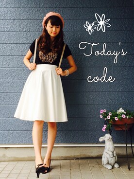 「ひざ丈スカート」｜「アイテム（ハンチング/ベレー帽）」を使った、daisy*さん（レディース・162cm）の夏コーディネート