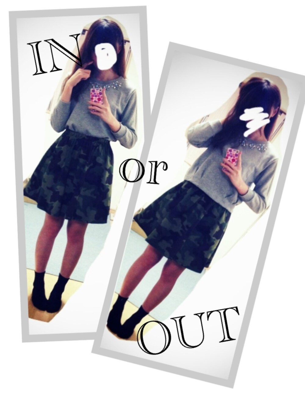 その他のスカート、グレー系のトップス、ブラック系のスニーカーを着用したレディースの秋コーディネートの1枚目の写真