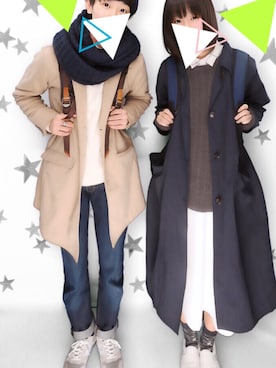 「カップル」｜「アイテム（チェスターコート）」を使った、さくらもちさん（レディース・164cm）の秋コーディネート