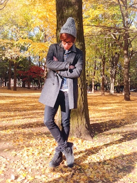 「BEAMS BOY（ビームスボーイ）のアイテム（ニットキャップ/ビーニー）」を使った、トモさん（メンズ・167cm）の秋コーディネート