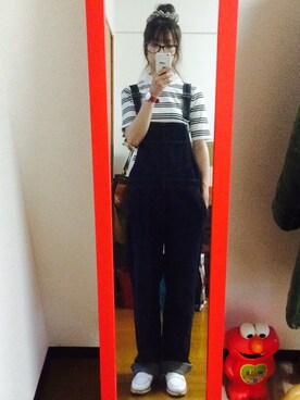 「ゆるパンツ」｜「アイテム（オールインワン・サロペット）」を使った、kanako☺︎さん（レディース・159cm）の夏コーディネート