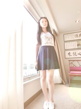 「Abercrombie&Fitch（アバークロンビーアンドフィッチ）のアイテム（タンクトップ）」を使った、Syuanさん（レディース・165cm）の夏コーディネート