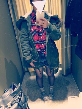 「AS KNOW AS PINKY（アズノゥアズピンキー）のアイテム（モッズコート）」を使った、yuka omotoさん（レディース・155cm）の冬コーディネート