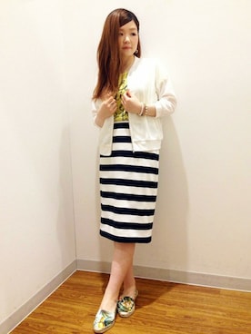 「ボーダースカート」｜「アイテム（ブルゾン）」を使った、YUMIRUさん（レディース・155cm）の夏コーディネート