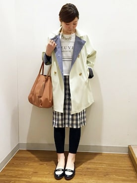 「ドッキングワンピ」｜「アイテム（トレンチコート）」を使った、YUMIRUさん（レディース・155cm）の冬コーディネート