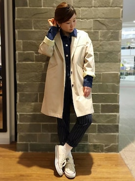 「ボンディング」｜「アイテム（デニムジャケット）」を使った、YUMIRUさん（レディース・155cm）の春コーディネート