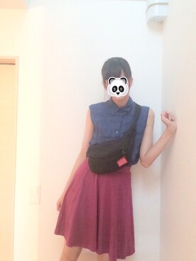 「Manhattan Portage」｜「アイテム（シャツ/ブラウス）」を使った、まりなさん（レディース・158cm）の夏コーディネート