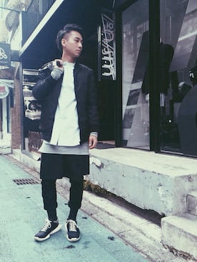 「アイテム（ミリタリージャケット）」を使った、Ionismさん（メンズ・170cm）の冬コーディネート