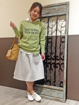 「ロゴニット」｜「アイテム（その他シューズ）」を使った、LBC STAFFさん（レディース・158cm）の冬コーディネート
