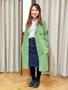 「LBC（エルビーシー）のアイテム（ステンカラーコート）」を使った、LBC STAFFさん（レディース・158cm）の春コーディネート