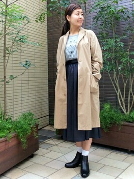 「LBC（エルビーシー）のアイテム（チェスターコート）」を使った、LBC STAFFさん（レディース・158cm）の秋コーディネート