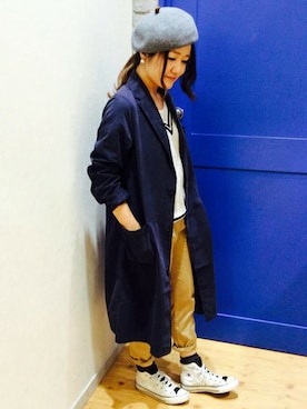 「LBC（エルビーシー）のアイテム（チェスターコート）」を使った、LBC STAFFさん（レディース・158cm）の秋コーディネート