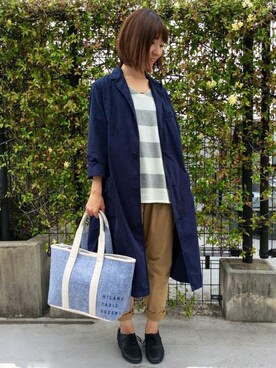 「LBC（エルビーシー）のアイテム（チェスターコート）」を使った、LBC STAFFさん（レディース・158cm）の秋コーディネート