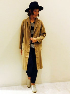 「LBC（エルビーシー）のアイテム（チェスターコート）」を使った、LBC STAFFさん（レディース・158cm）の秋コーディネート
