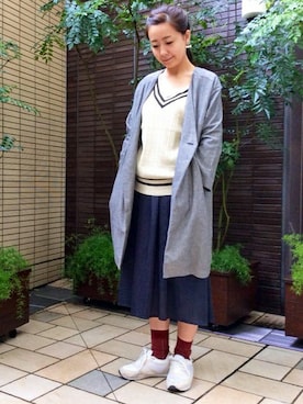 「LBC（エルビーシー）のアイテム（チェスターコート）」を使った、LBC STAFFさん（レディース・158cm）の秋コーディネート