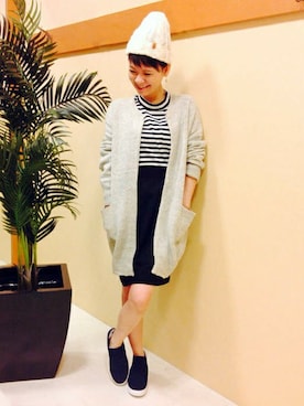 「コクーンスカート」｜「アイテム（帽子）」を使った、LBC STAFFさん（レディース・158cm）の秋コーディネート