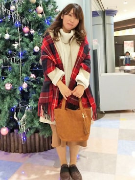 「LBC（エルビーシー）のアイテム（ムートンコート）」を使った、LBC STAFFさん（レディース・158cm）の冬コーディネート