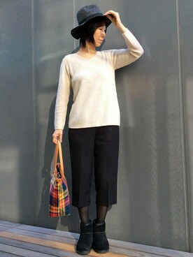 「クロップドパンツ」｜LBC STAFFさん（レディース・158cm）の冬コーディネート