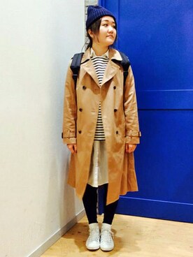 「LBC（エルビーシー）のアイテム（トレンチコート）」を使った、LBC STAFFさん（レディース・158cm）の春コーディネート