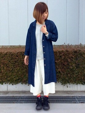 「LBC（エルビーシー）のアイテム（デニムジャケット）」を使った、LBC STAFFさん（レディース・158cm）の春コーディネート